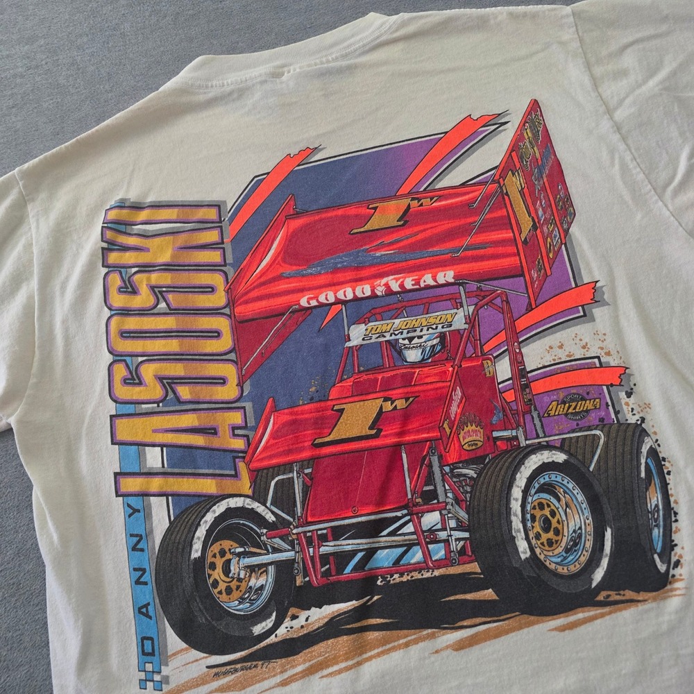 Vintage 90s Danny Lasoski Sprint Car T-Shirt Arizona Sport Shirts Mens L USA
